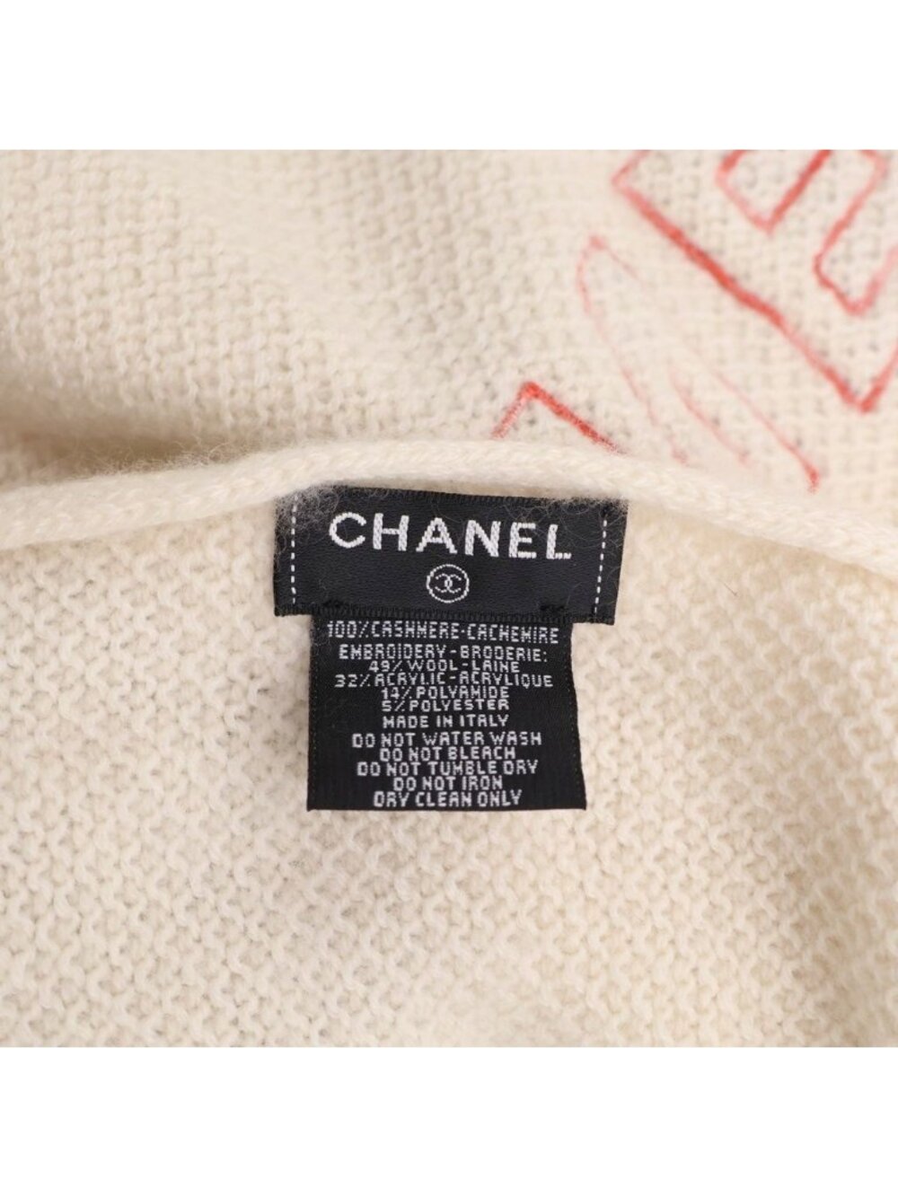 Chanel Logo Scarf White Cashmere - Picture 6 of 6